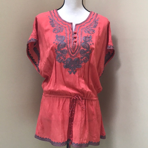 NWT Ya Los Angeles Boho Embellished Top - Picture 2 of 8